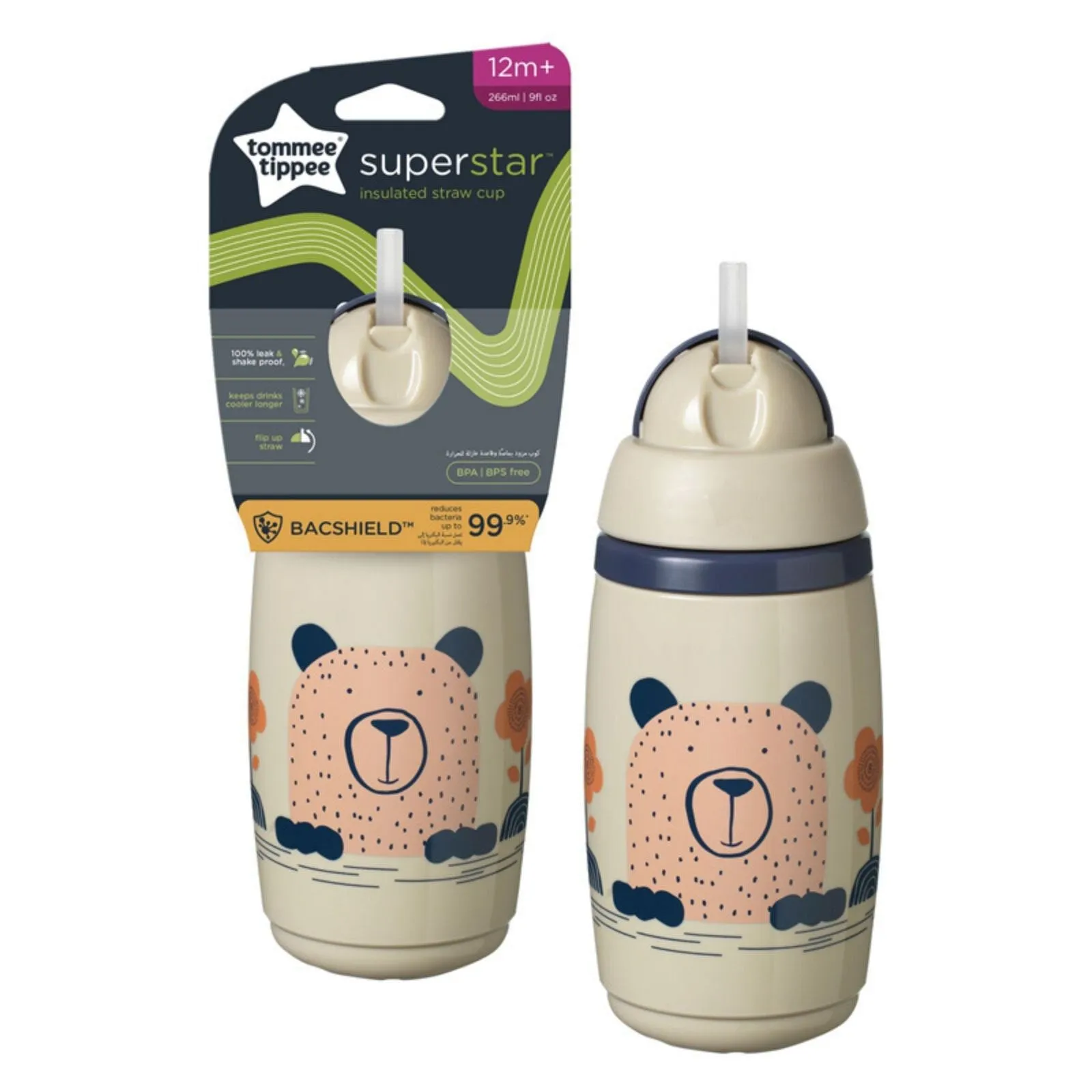 Tommee Tippee Insulated Straw 266ml 12m  - Assorted