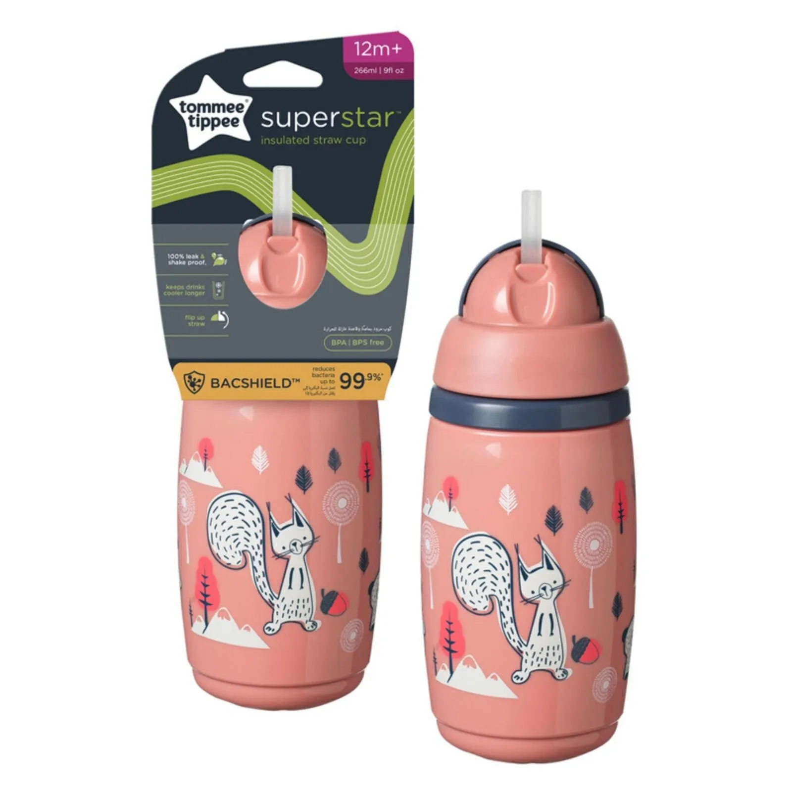 Tommee Tippee Insulated Straw 266ml 12m  - Assorted