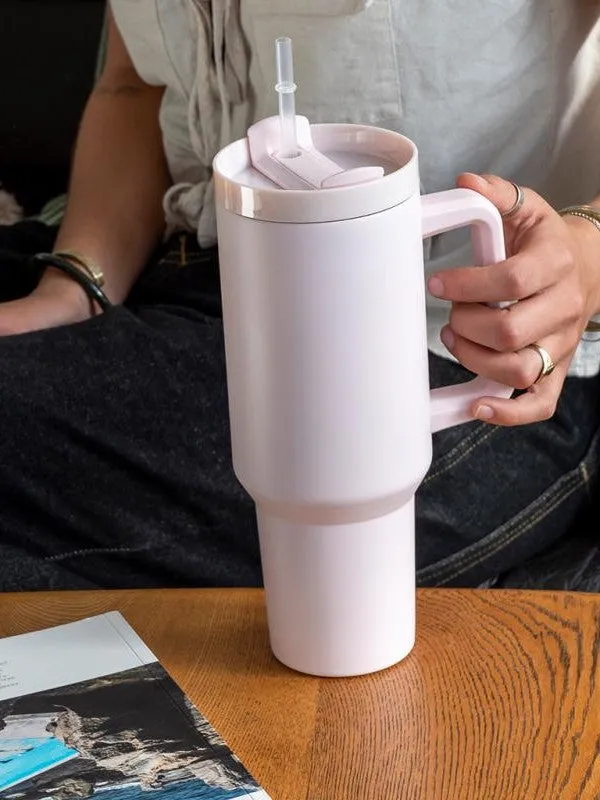 Travel Tumbler with handle - Light Pink