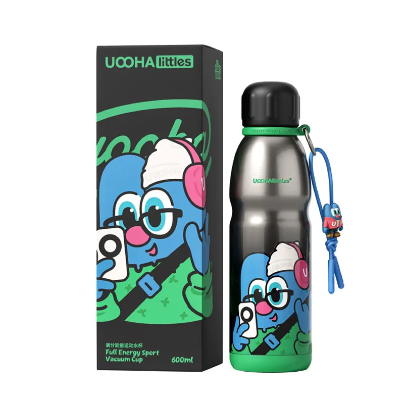 UOOHAlittles 600ml Ceramic-Coated Insulated Sports Water Bottle – 12H Thermal, Leak-Proof, Dual Drinking Modes