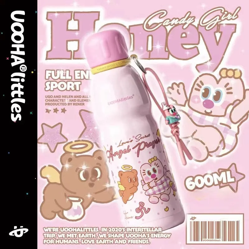 UOOHAlittles 600ml Ceramic-Coated Insulated Sports Water Bottle – 12H Thermal, Leak-Proof, Dual Drinking Modes