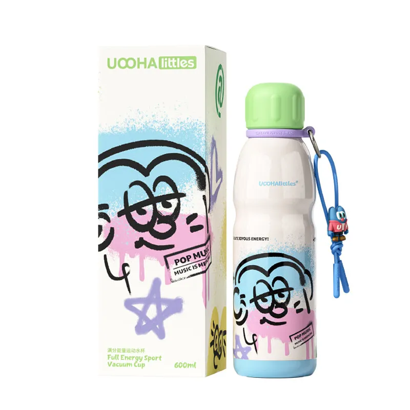 UOOHAlittles 600ml Ceramic-Coated Insulated Sports Water Bottle – 12H Thermal, Leak-Proof, Dual Drinking Modes