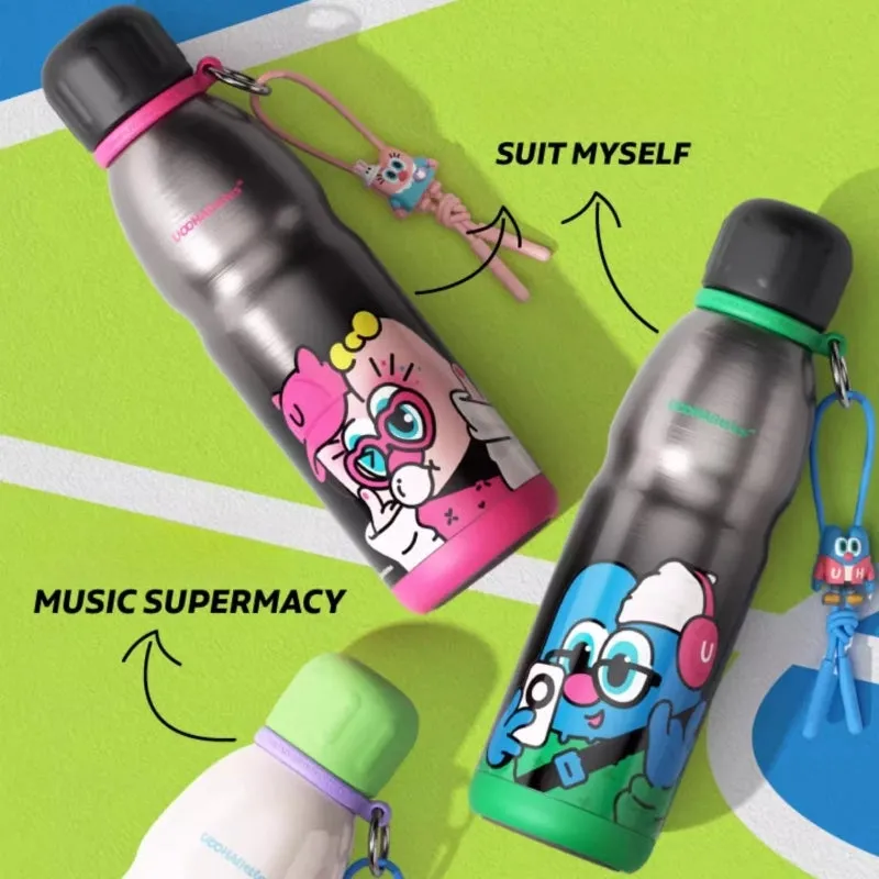 UOOHAlittles 600ml Ceramic-Coated Insulated Sports Water Bottle – 12H Thermal, Leak-Proof, Dual Drinking Modes