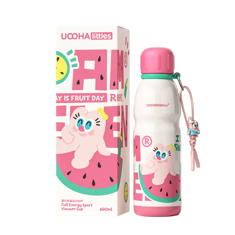 UOOHAlittles 600ml Ceramic-Coated Insulated Sports Water Bottle – 12H Thermal, Leak-Proof, Dual Drinking Modes