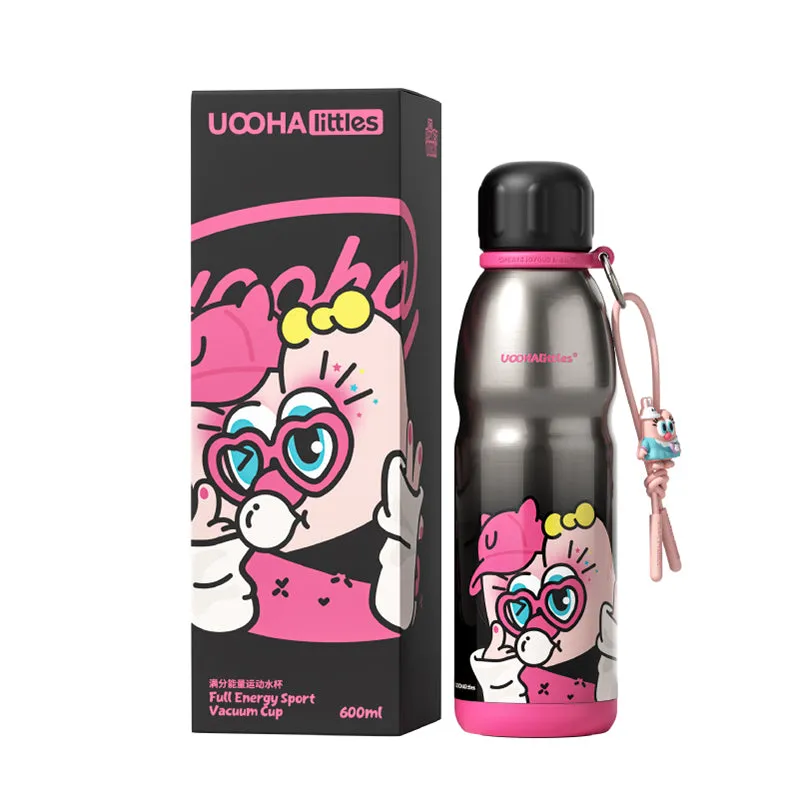 UOOHAlittles 600ml Ceramic-Coated Insulated Sports Water Bottle – 12H Thermal, Leak-Proof, Dual Drinking Modes