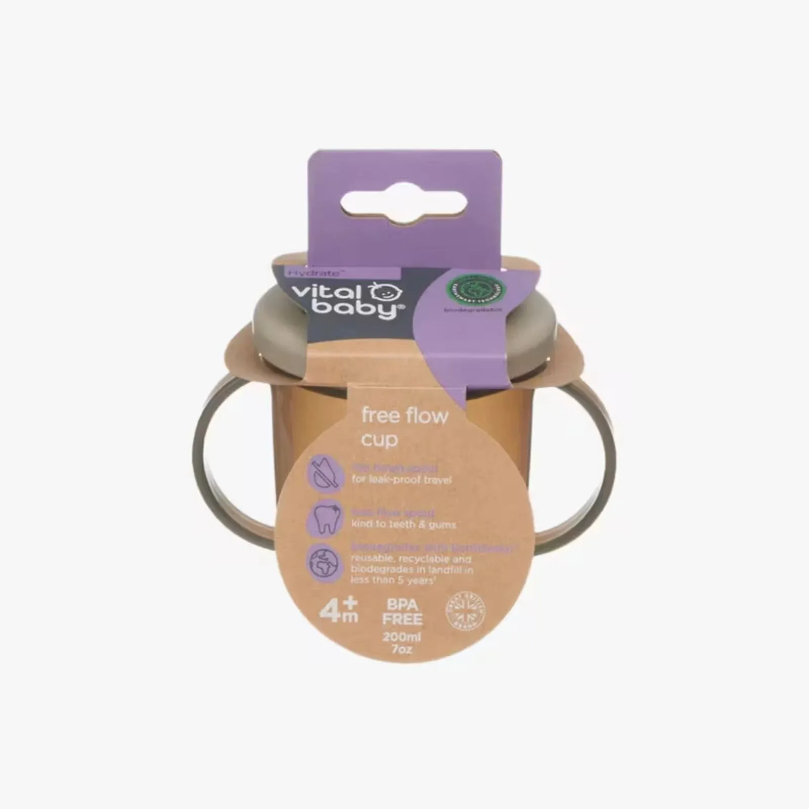 Vital Baby Hydrate Free Flow Cup 200ml - Natural Stone