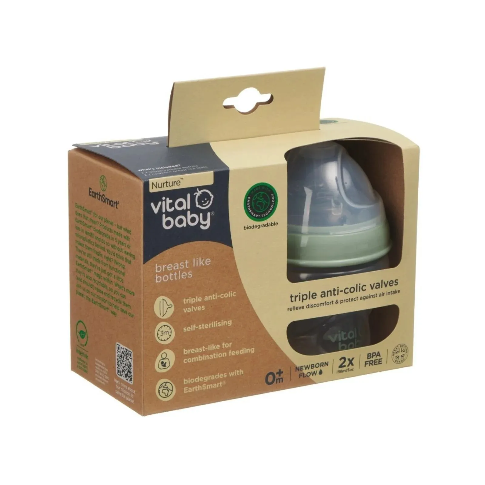 Vital Baby Nurture Breast Like Feeding Bottle 2 Pack - 150ml