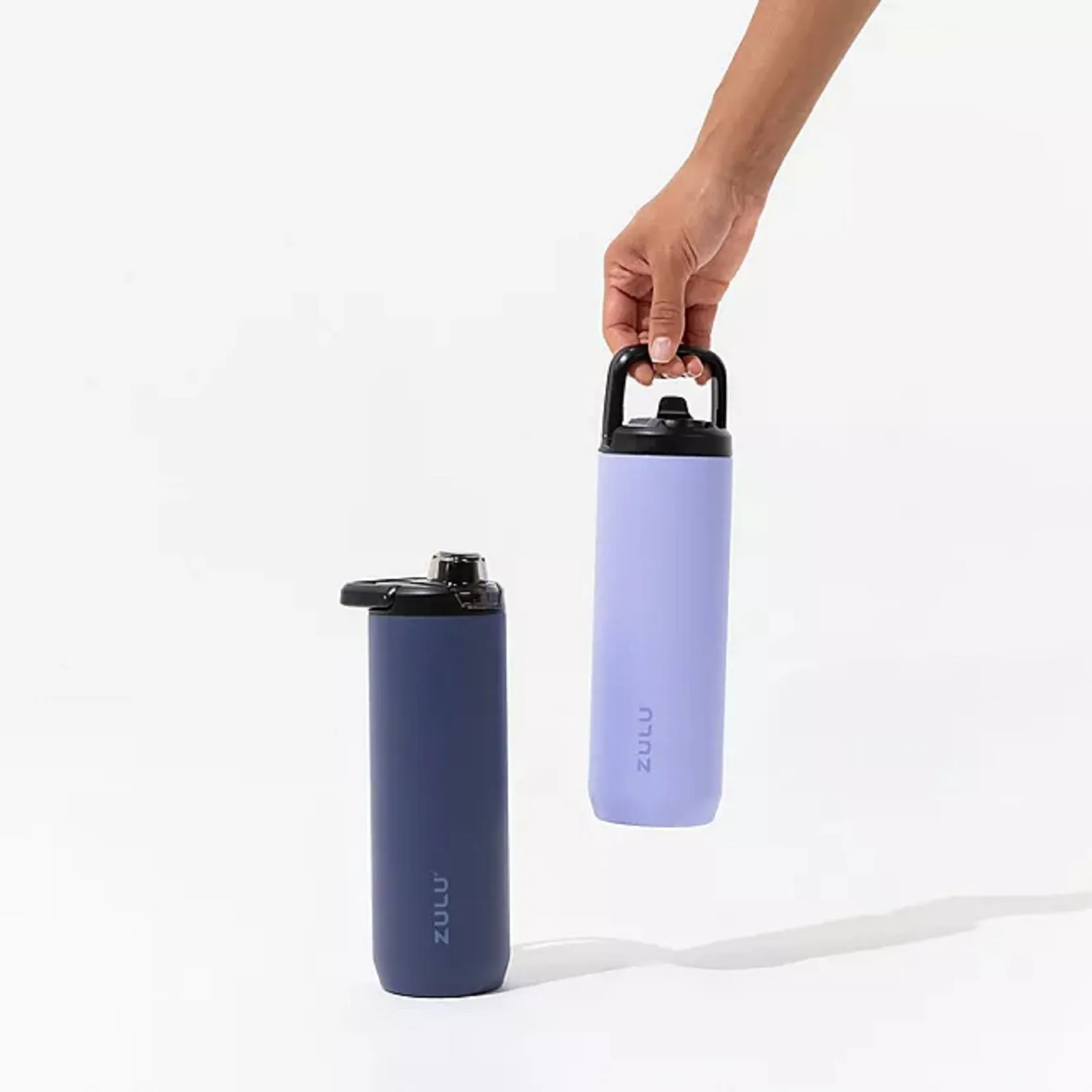 Zulu 411-2401-900 Base Stainless Steel Water Bottle with Lids., 2 Pack 24oz, Cornflower/Midnight